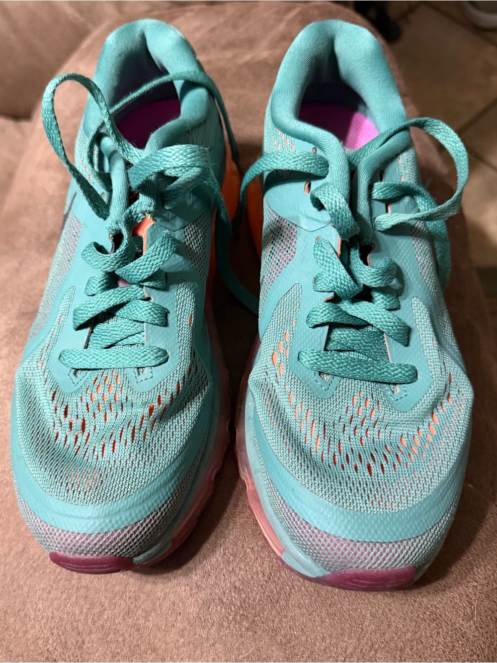 Nike Women's Nike Air Max 2014 Aqua Teal Lightweight Running Sneakers